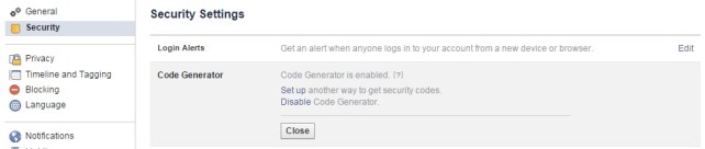 Security settings
